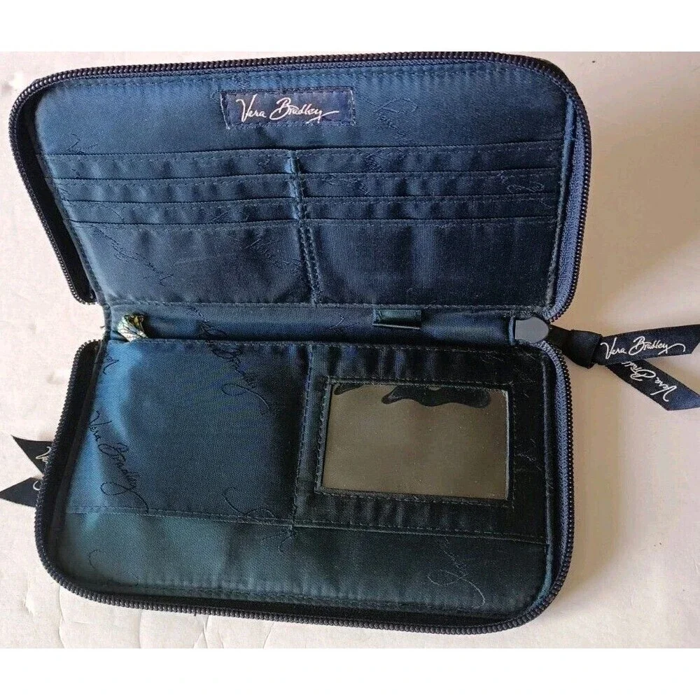 Vera Bradley Quilted Wallet Retired Hannah Pattern Blue Green Paisley - Picture 5 of 6